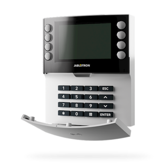 JA-115E-WH Jablotron bedraad bediendeel met toetsenbord, 4x segment, LCD en RFID lezer (wit)